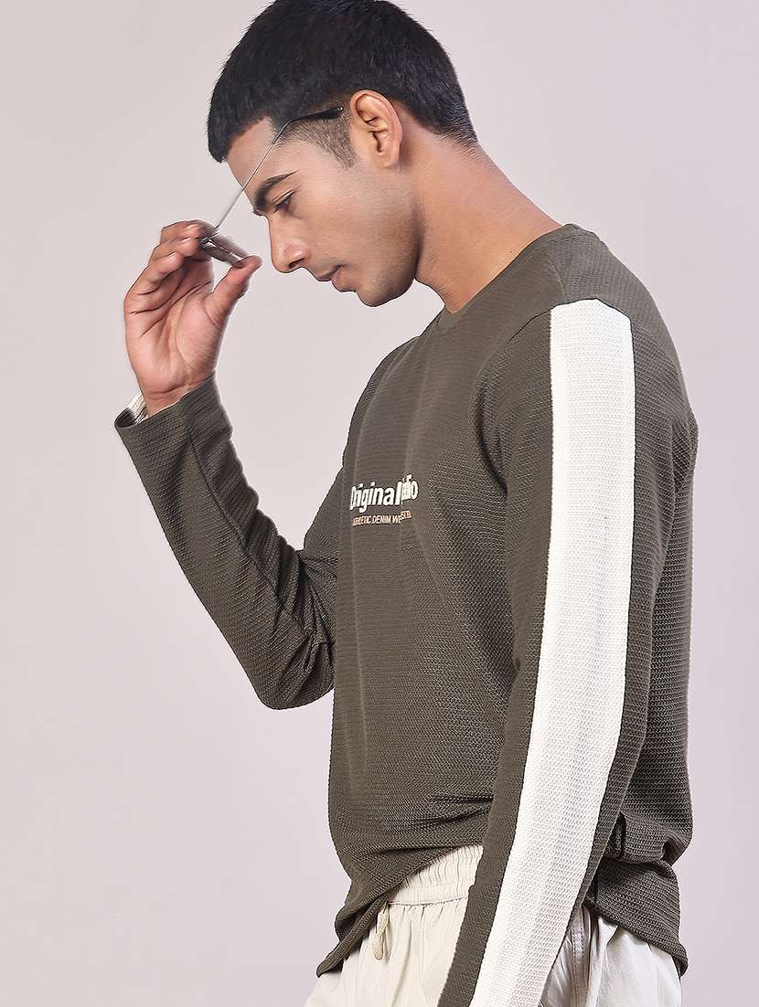 men color block long sleeve regular fit t-shirt - 22018045 -  Standard Image - 1