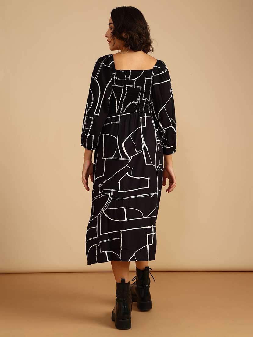 women printed long sleeve a-line dress - 22018047 -  Standard Image - 4