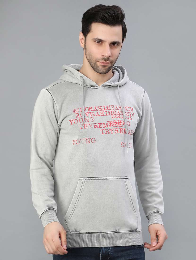 men printed long sleeve hooded sweatshirt - 22018064 -  Standard Image - 1