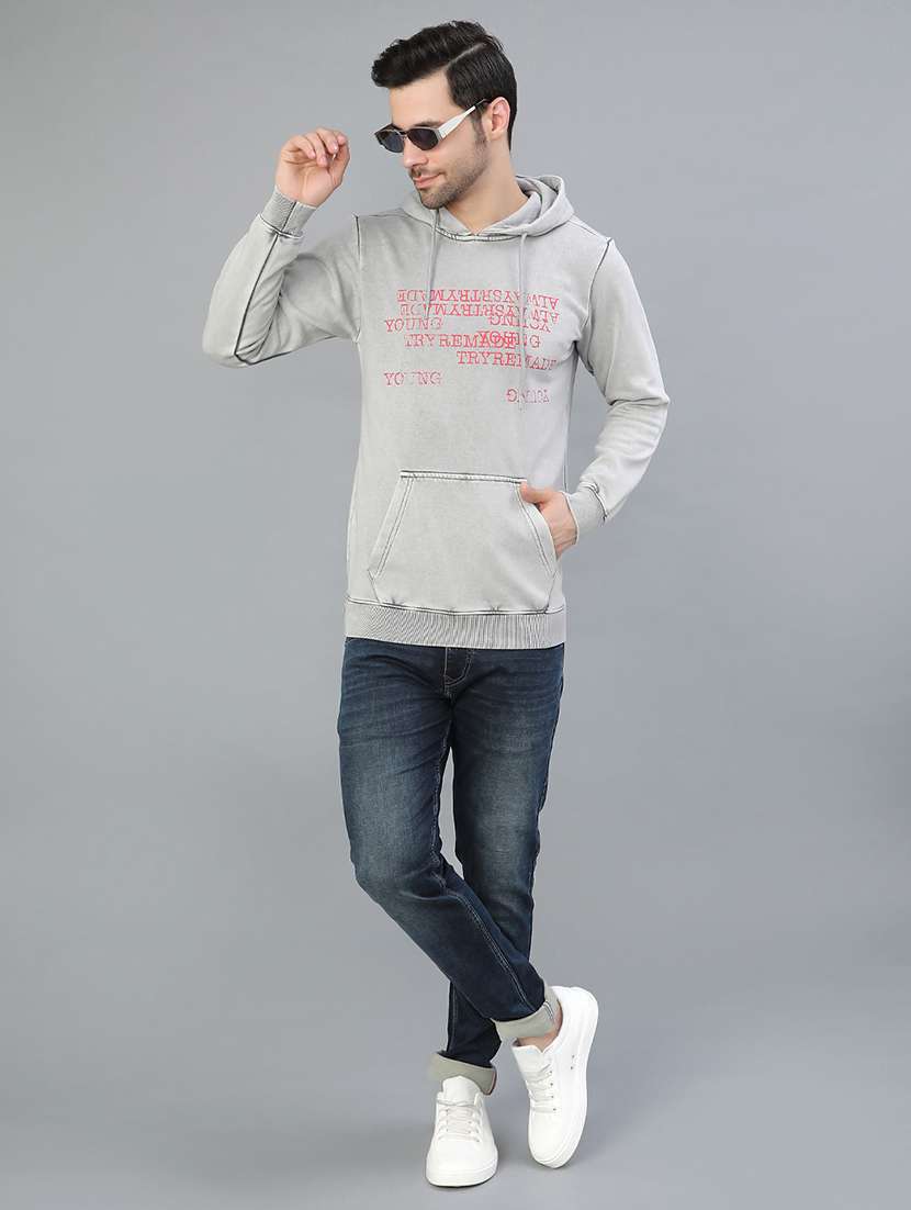 men printed long sleeve hooded sweatshirt - 22018064 -  Standard Image - 4