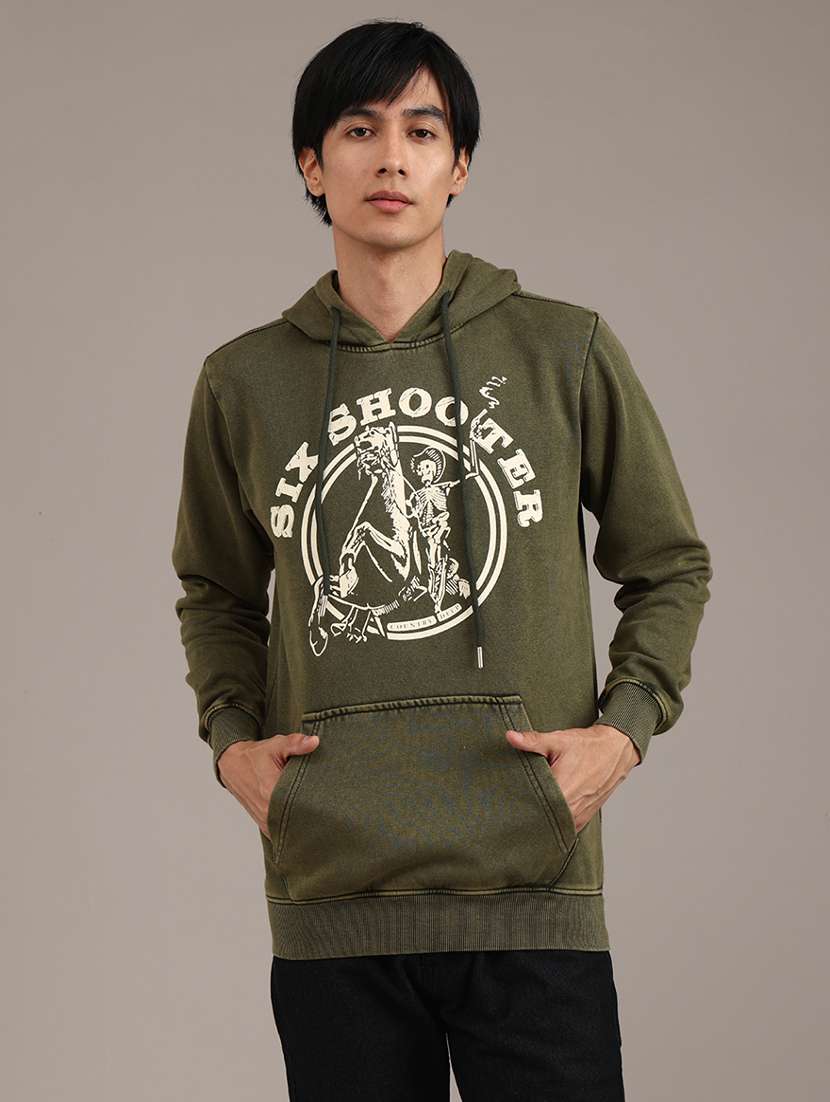 men printed long sleeve hooded sweatshirt - 22018066 -  Standard Image - 1