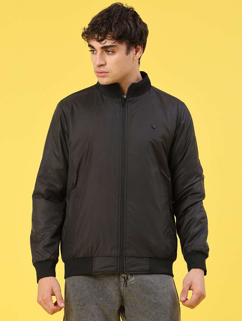 men solid long sleeve bomber jacket - 22018077 -  Standard Image - 1