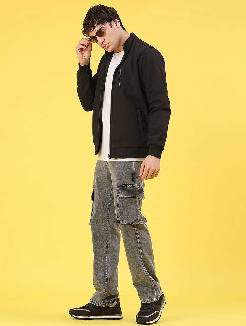 men solid long sleeve bomber jacket - 22018077 -  Standard Image - 4