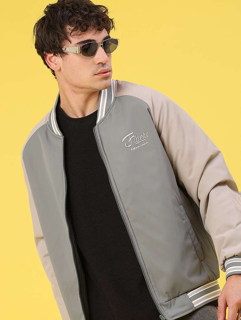 men color blocked long sleeve reversible bomber jacket - 22018078 -  Standard Image - 1