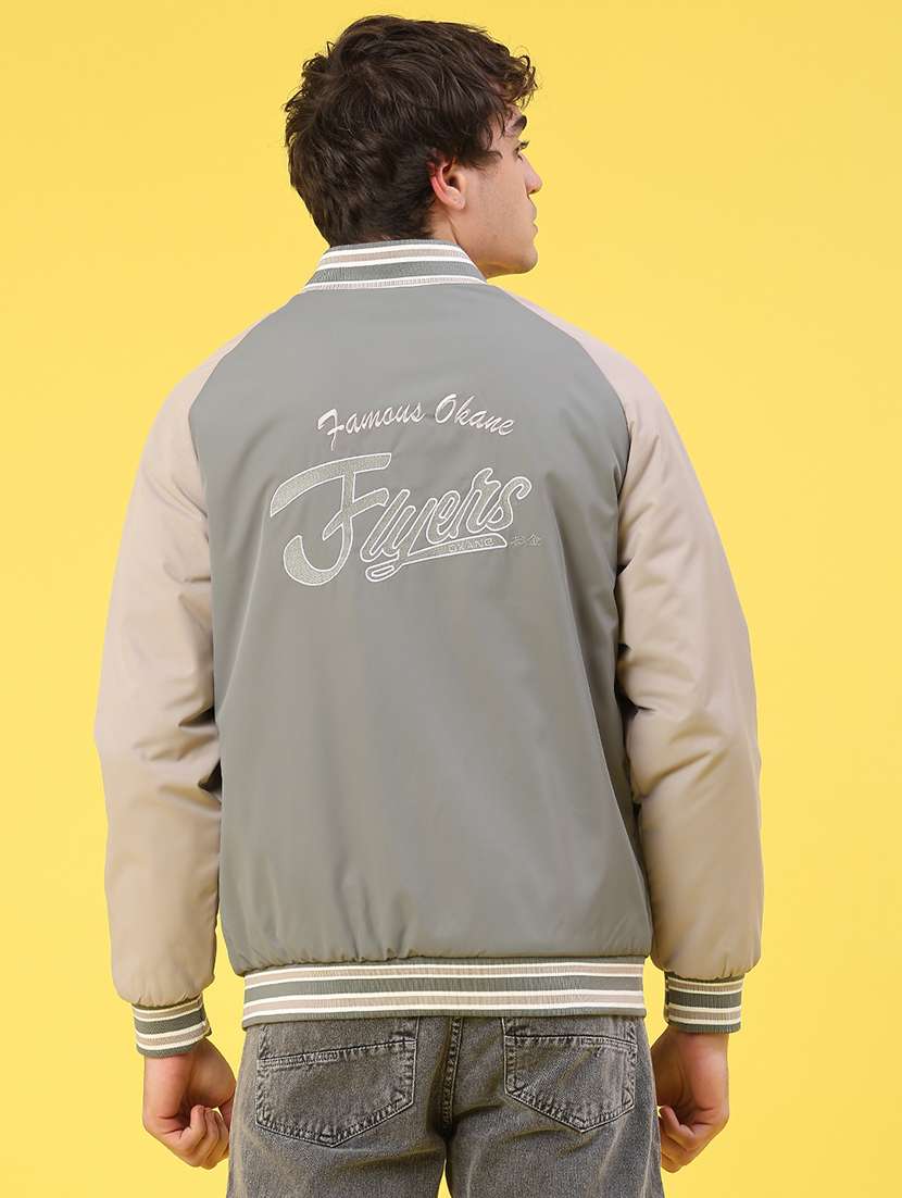 men color blocked long sleeve reversible bomber jacket - 22018078 -  Standard Image - 4