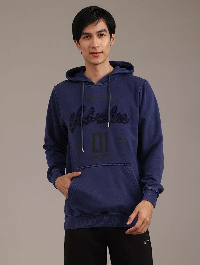 men printed long sleeve hooded sweatshirt - 22018089 -  Standard Image - 1