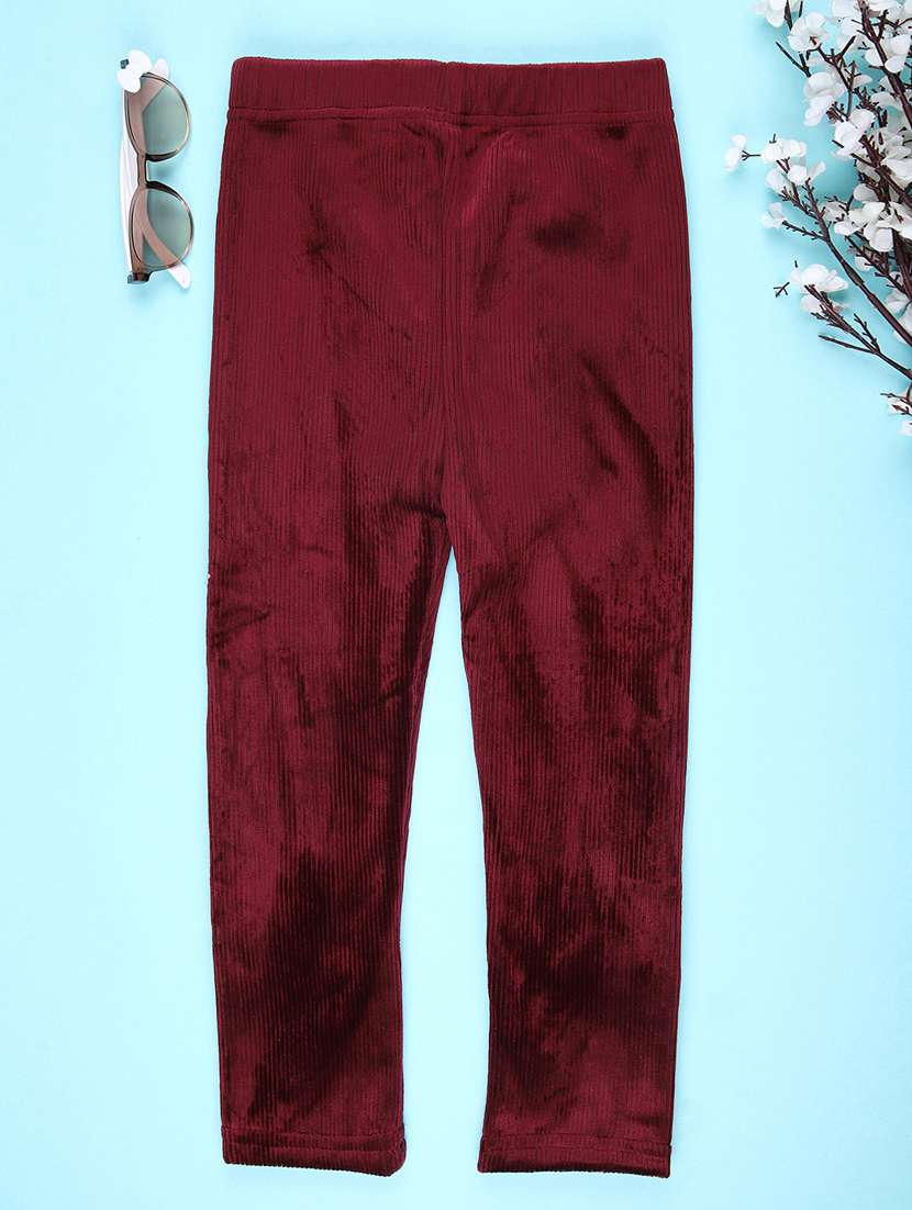 girls solid mid rise winterwear leggings - 22018094 -  Standard Image - 1