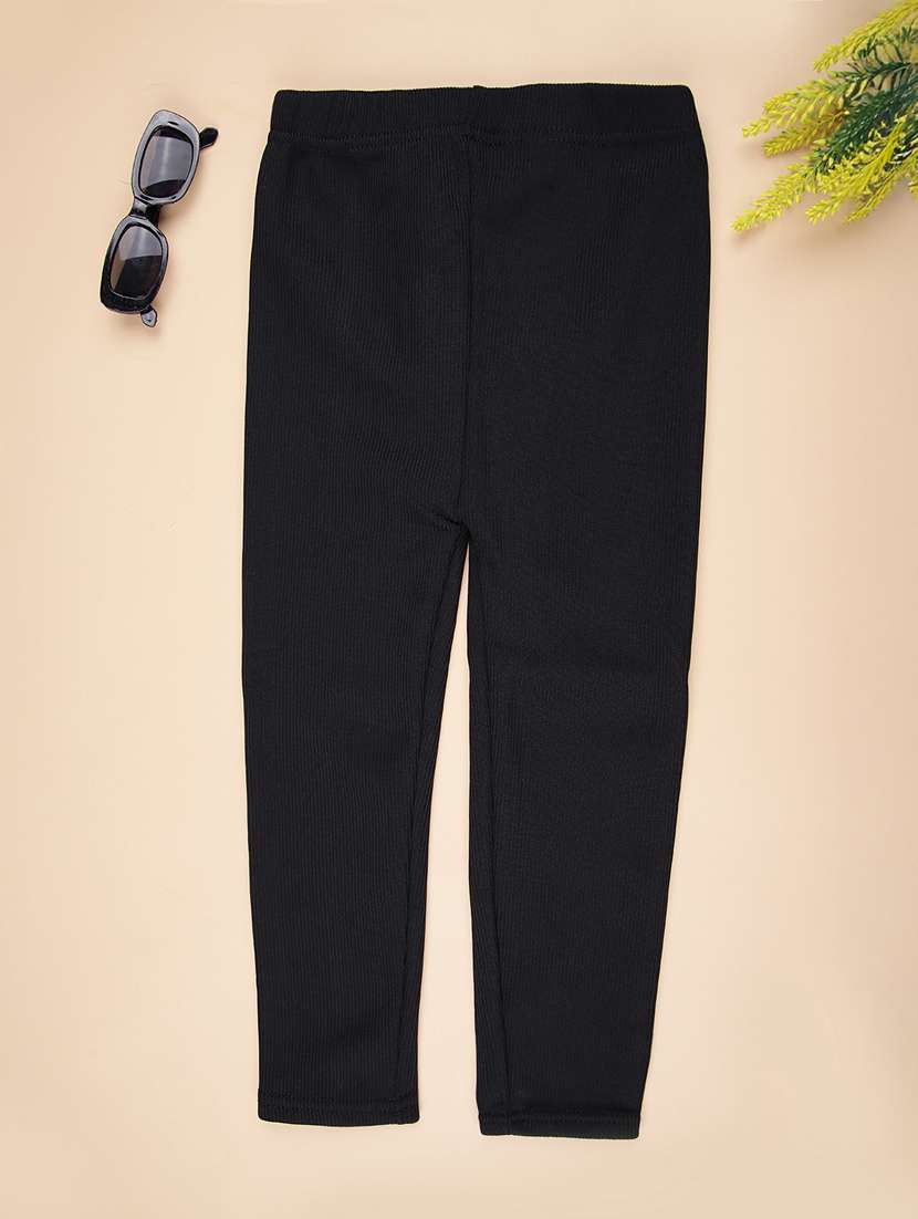 Girls Solid Mid Rise Winterwear Leggings - 22018105 -  Standard Image - 1