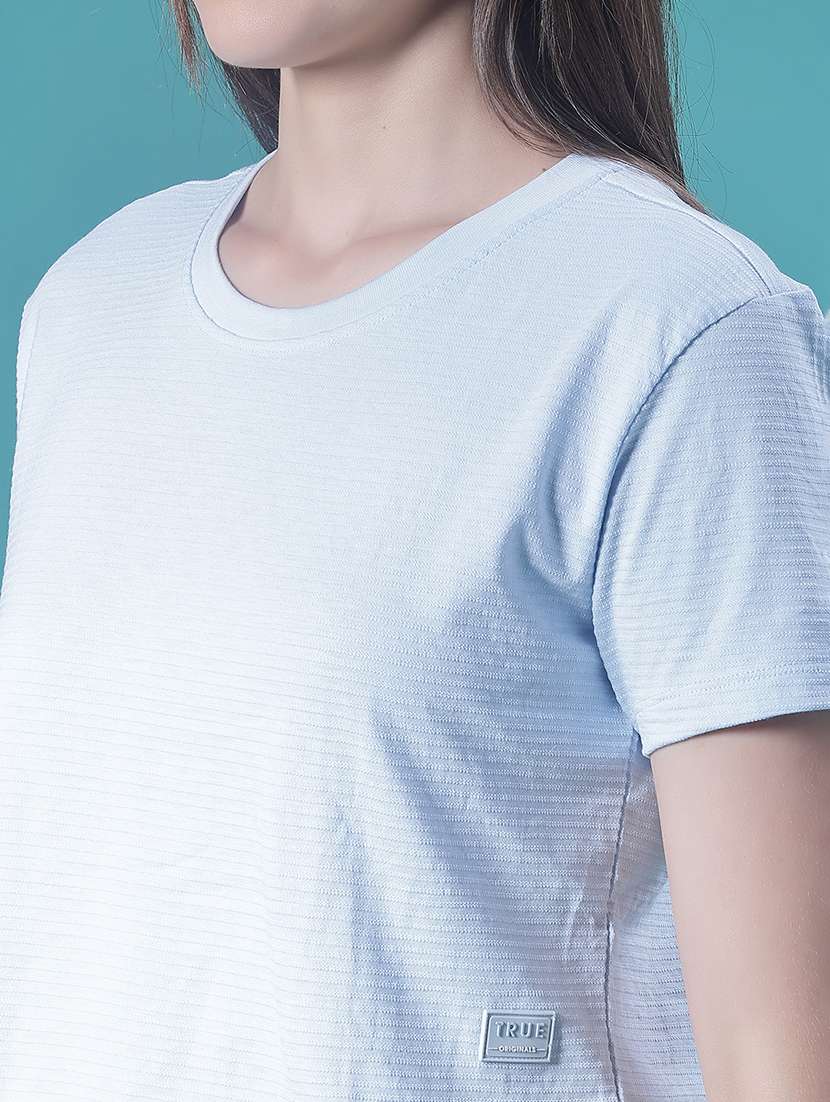 women solid short sleeve crop t-shirt - 22018107 -  Standard Image - 4