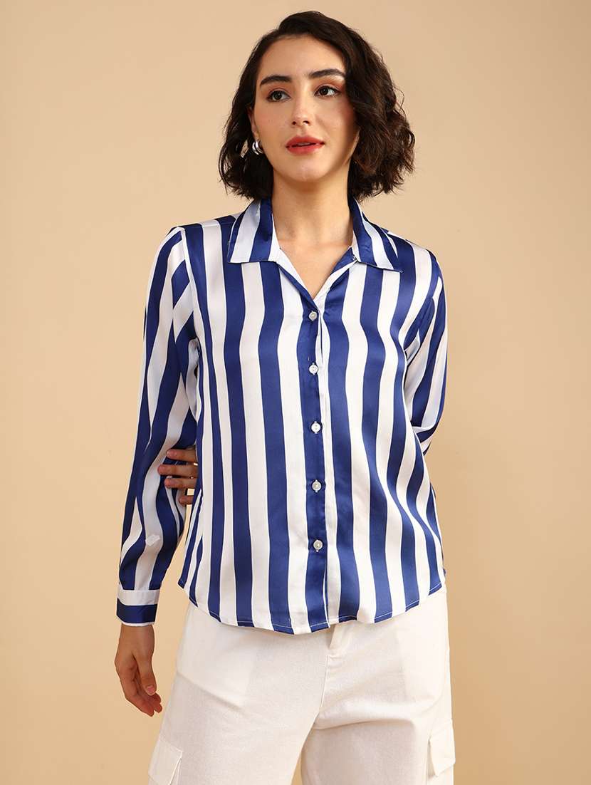 women striped long sleeve regular fit shirt - 22018156 -  Standard Image - 1