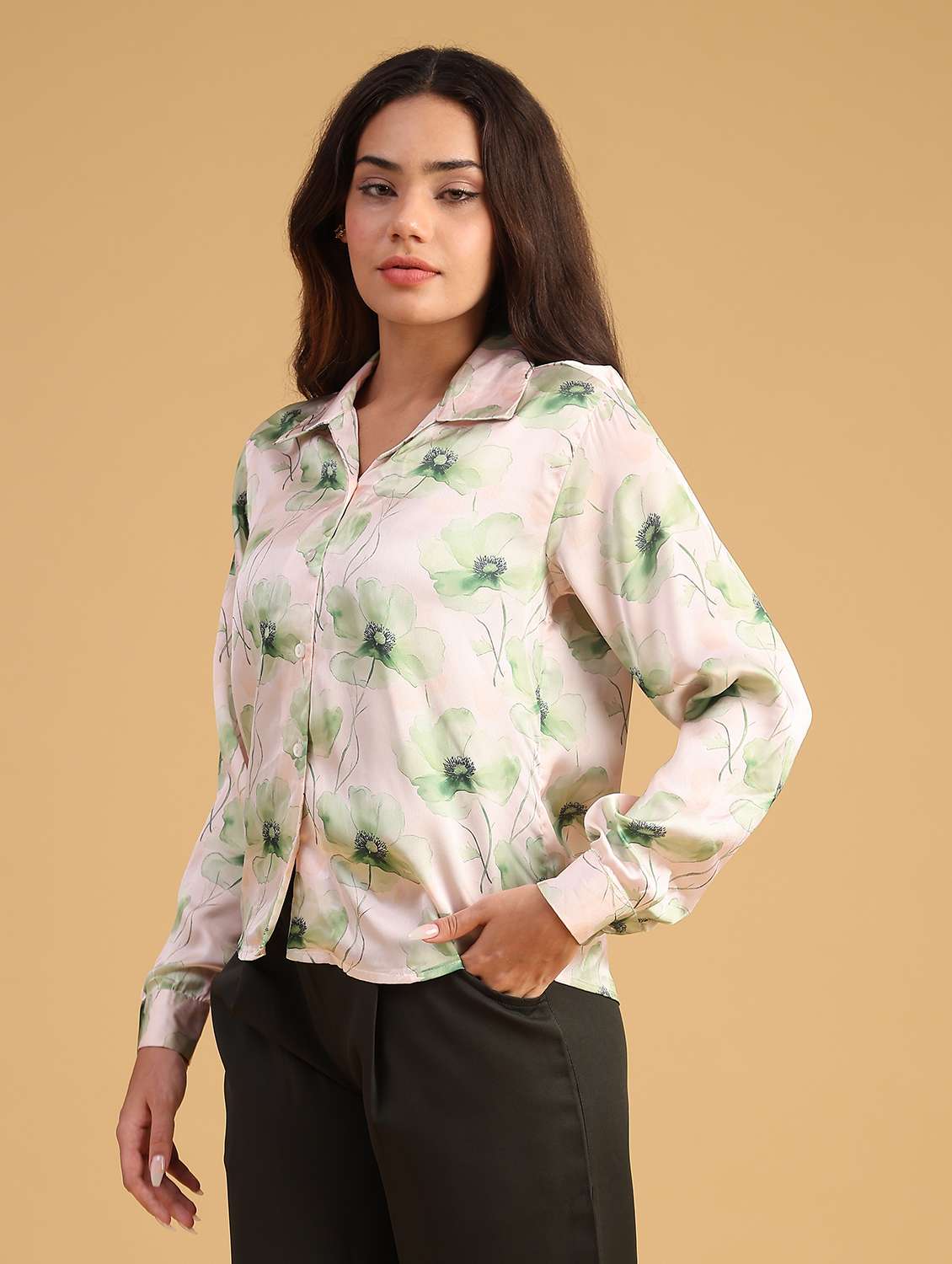 women printed collared long sleeve regular shirt - 22018160 -  Standard Image - 6