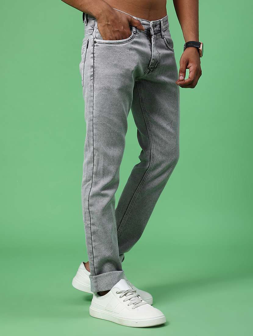 men plain mid rise full length jeans - 22018170 -  Standard Image - 1