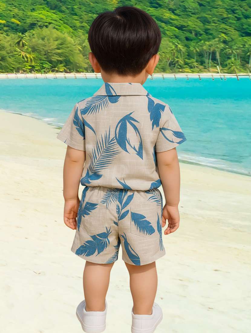 boys printed shirt and shorts co-ord set - 22018200 -  Standard Image - 1