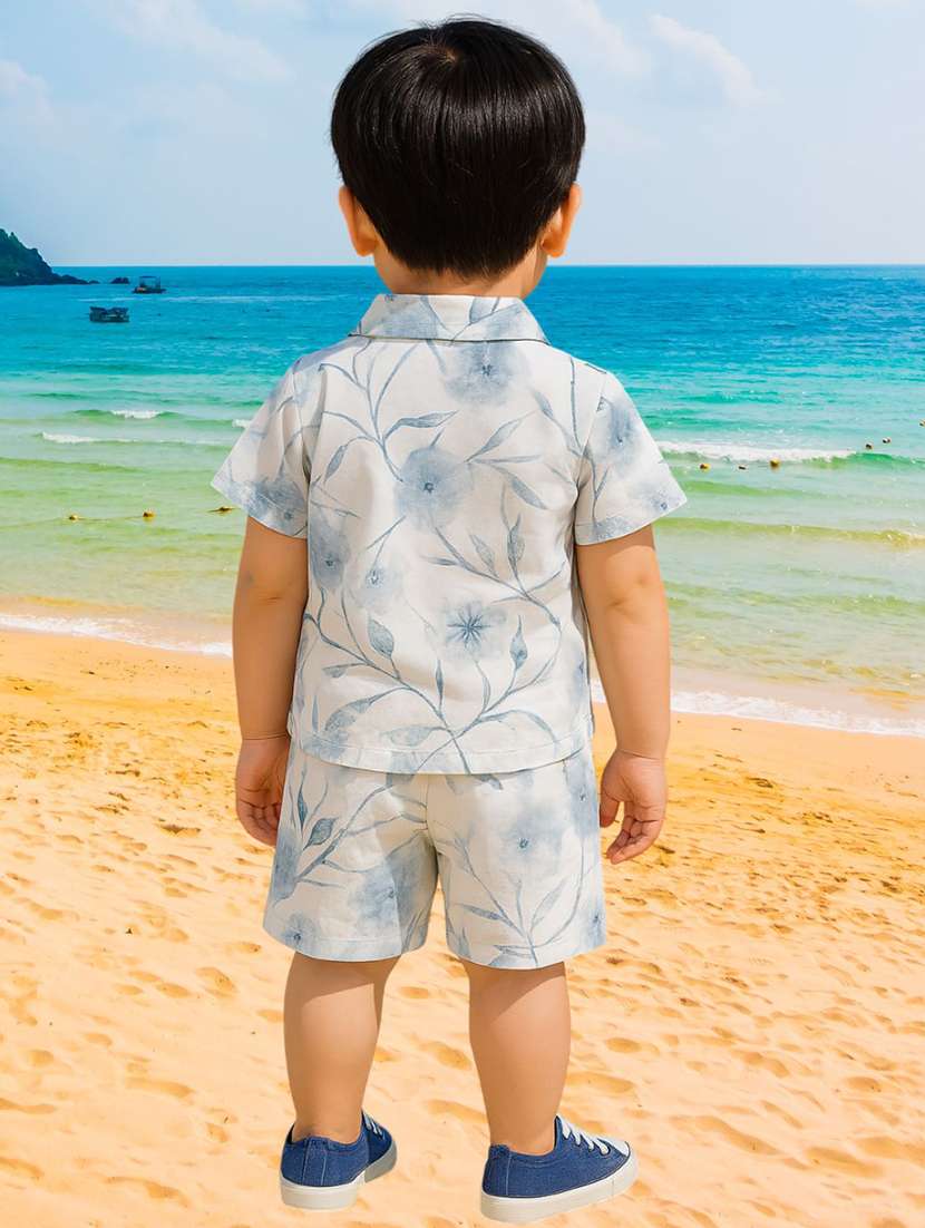 boys printed shirt and shorts co-ord set - 22018203 -  Standard Image - 1