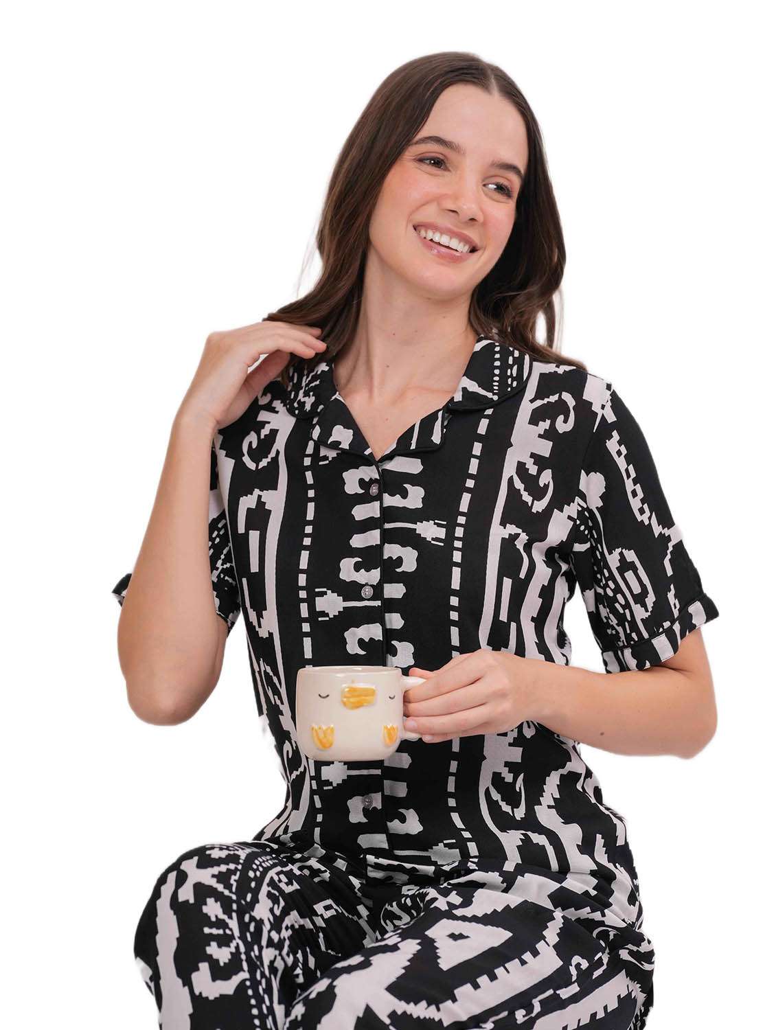 women printed nightwear pyjama set - 22018213 - Standard Image - 4