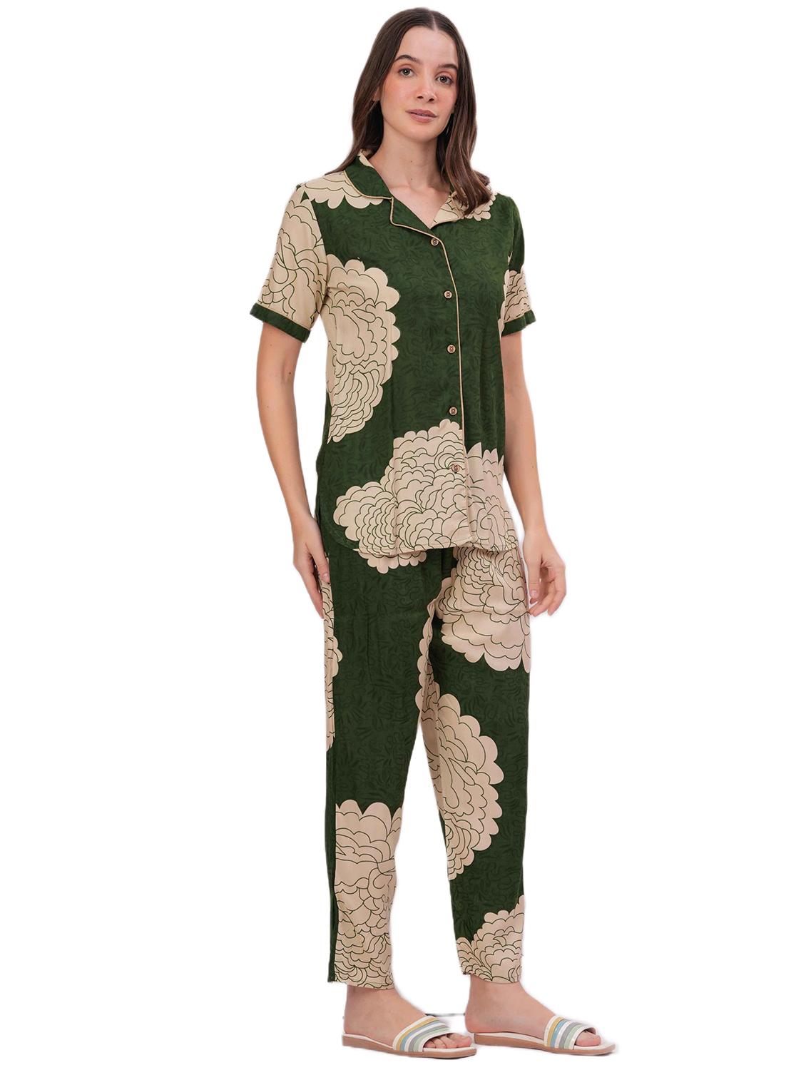women printed short sleeve nightwear pyjama set - 22018218 - Standard Image - 1
