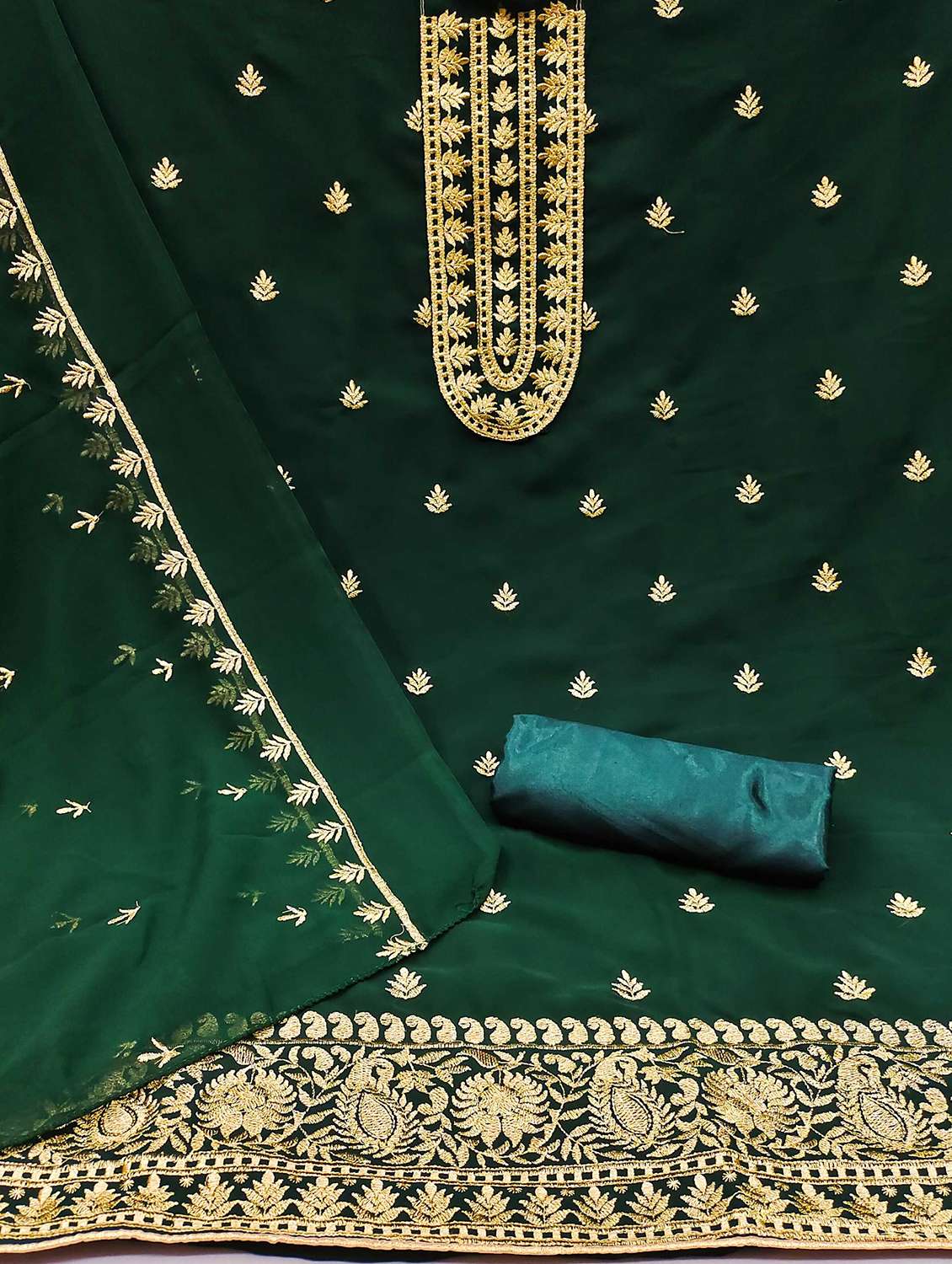 women solid with work embroidered unstitched suit set - 22018279 -  Standard Image - 1