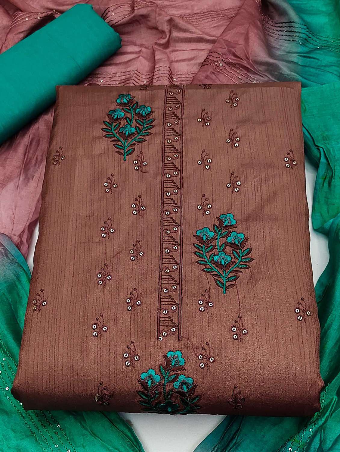 women solid with work embroidered unstitched suit set - 22018292 -  Standard Image - 1