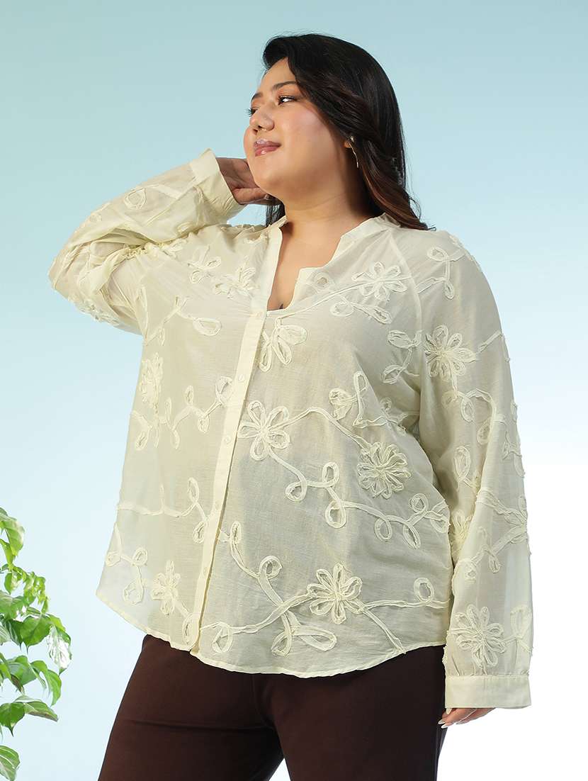 cream cotton regular top - 22018295 -  Standard Image - 1