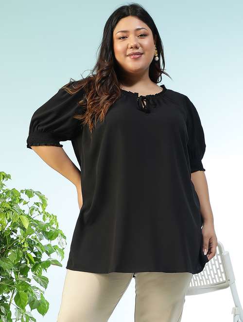 women solid short sleeve plus size top - 22018299 -  Standard Image - 0