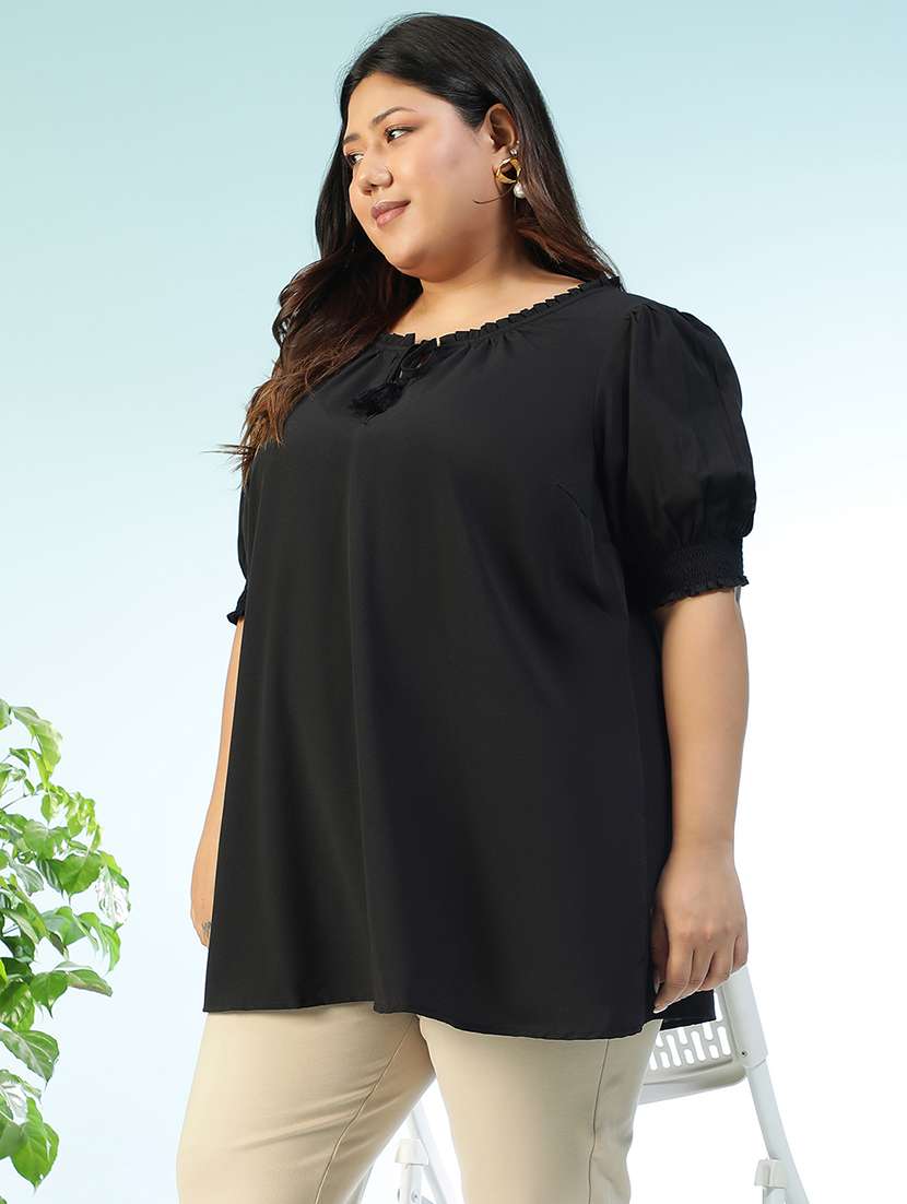 women solid short sleeve plus size top - 22018299 -  Standard Image - 1