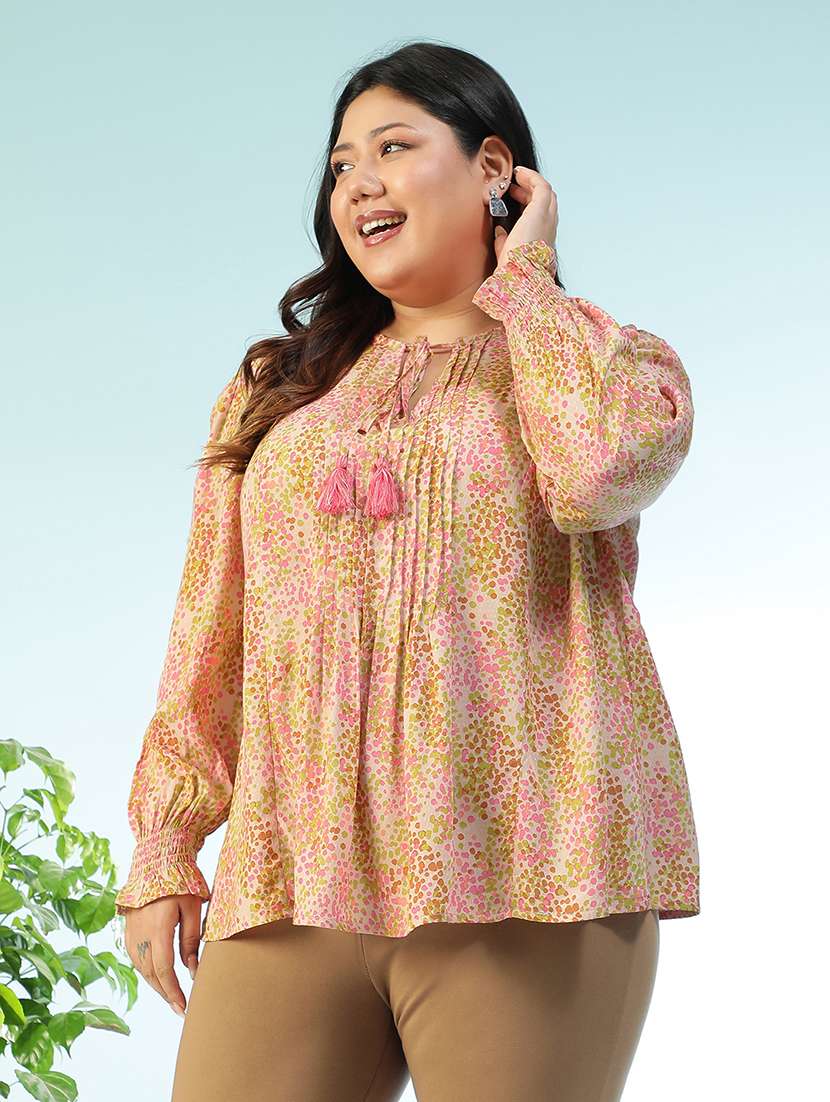 women printed long sleeve plus size top - 22018304 -  Standard Image - 1