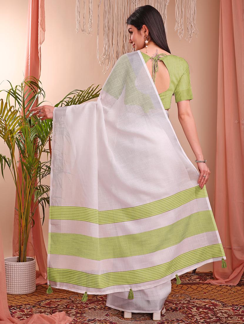 women solid with bordered saree with blouse - 22018334 -  Standard Image - 1