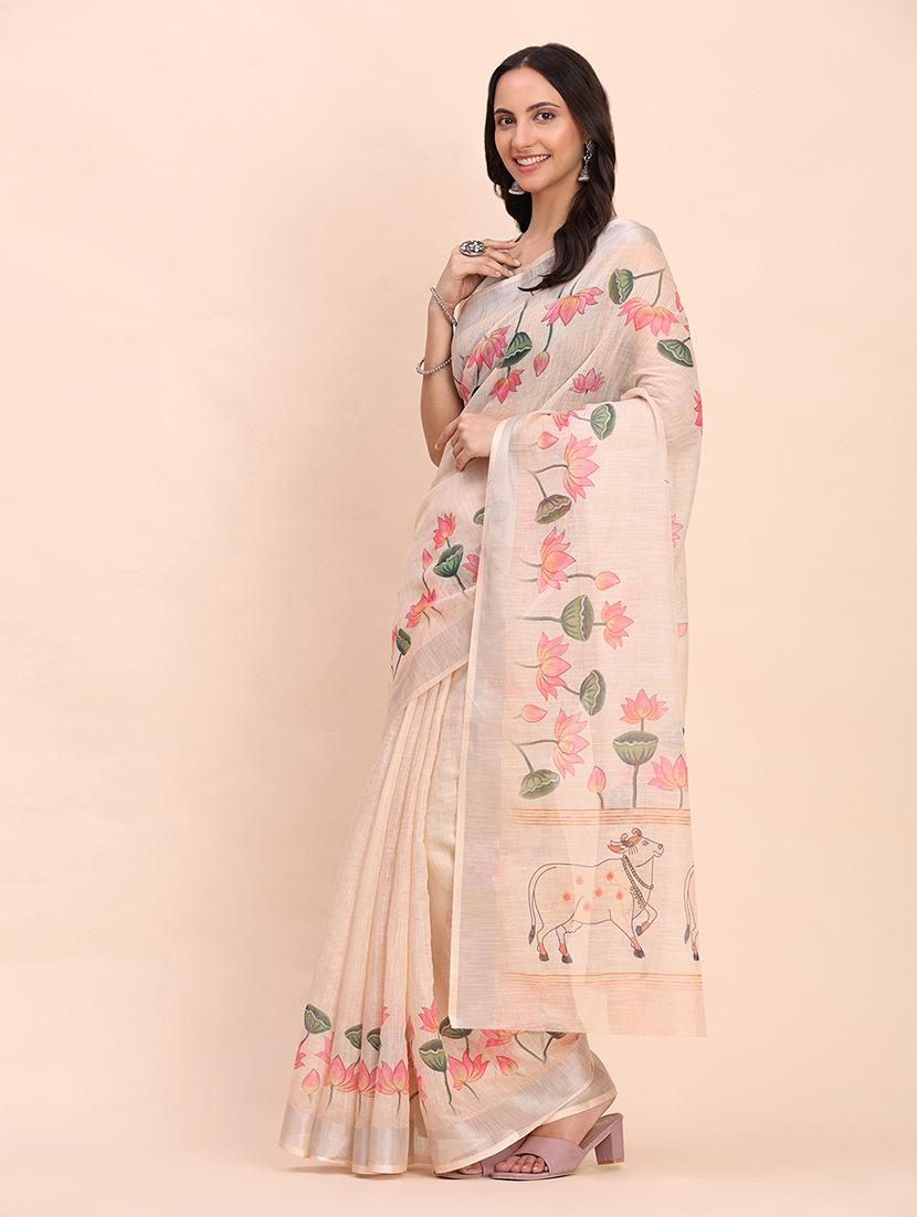 women floral printed saree with blouse - 22018441 -  Standard Image - 1