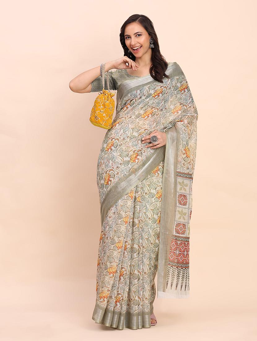 women printed casual wear saree with blouse - 22018448 - Standard Image - 4