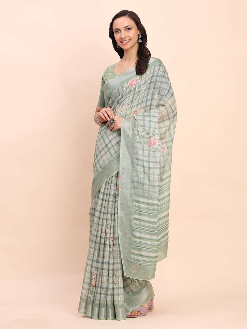 women printed casual wear saree with blouse - 22018449 -  Standard Image - 1