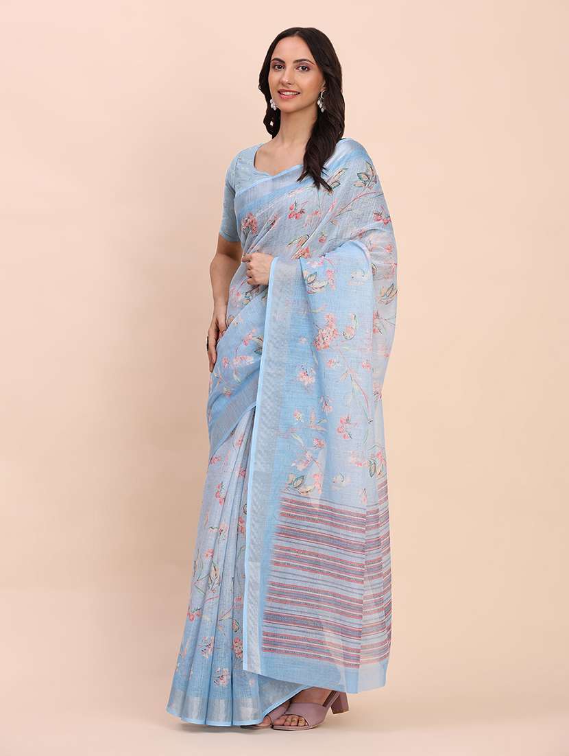 women printed casual wear saree with blouse - 22018465 -  Standard Image - 1