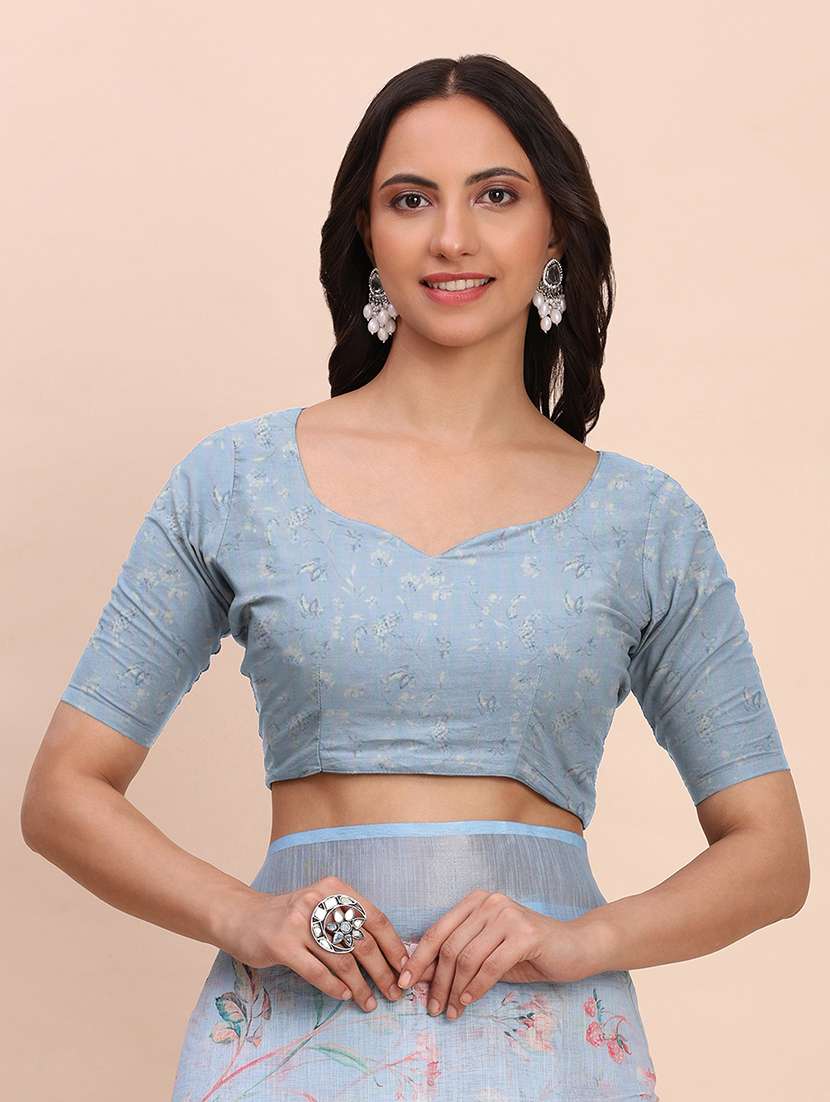 women printed casual wear saree with blouse - 22018465 -  Standard Image - 4