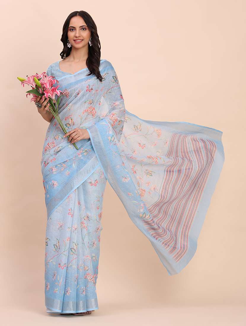 women printed casual wear saree with blouse - 22018465 -  Standard Image - 6