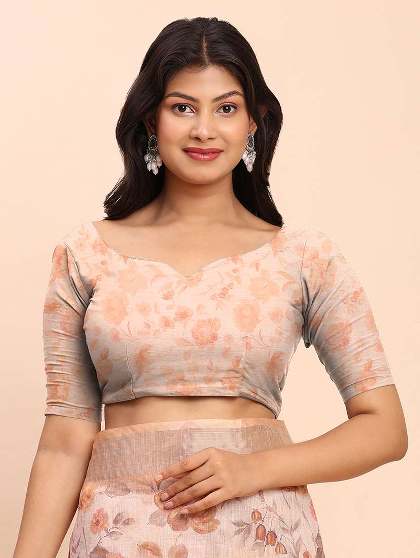 women printed casual wear saree with blouse - 22018475 -  Standard Image - 4