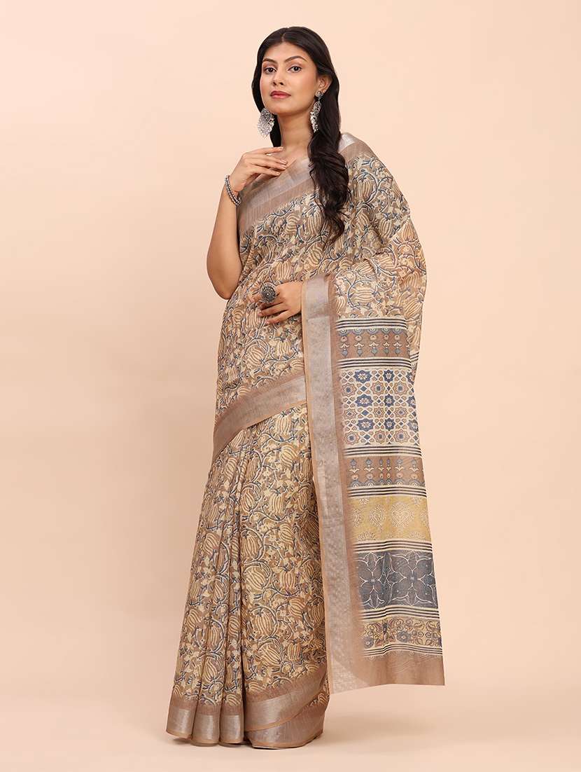 women printed casual wear saree with blouse - 22018479 -  Standard Image - 1