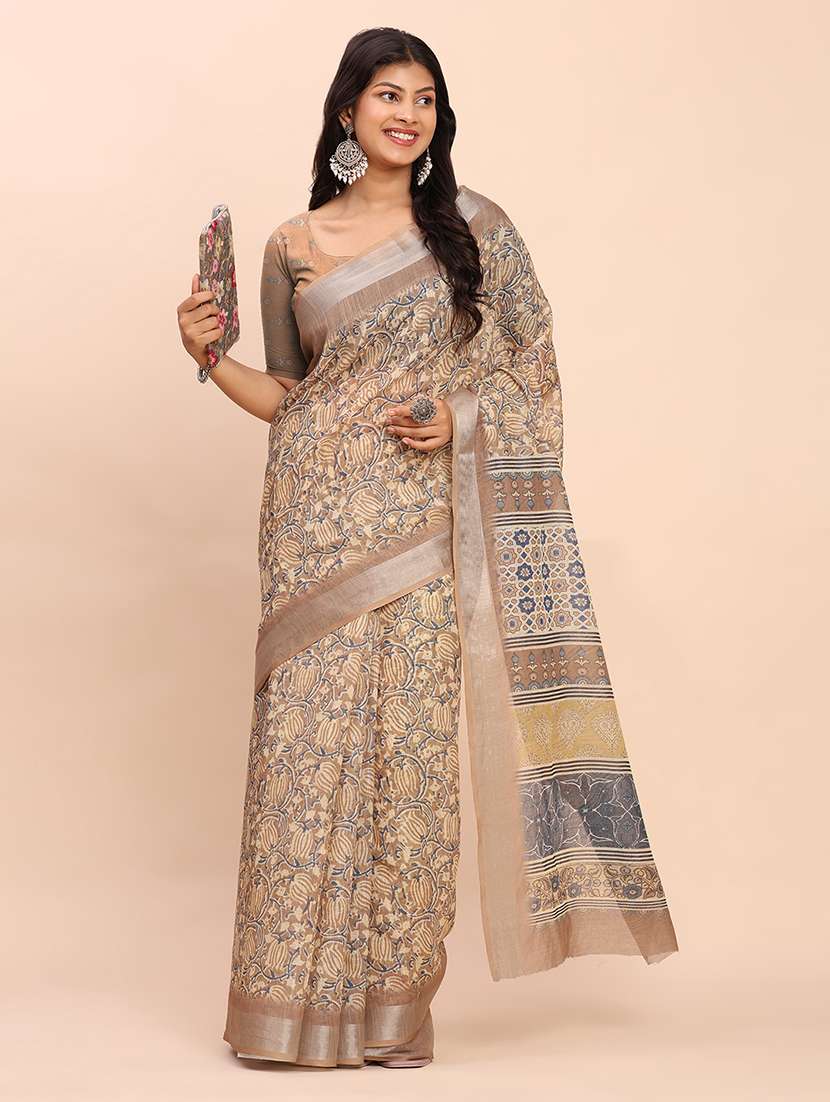 women printed casual wear saree with blouse - 22018479 -  Standard Image - 4