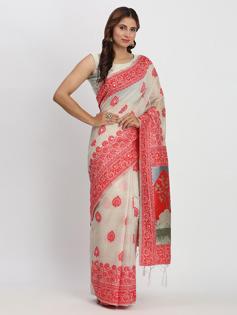 women self design bordered saree with blouse - 22018553 - Standard Image - 4