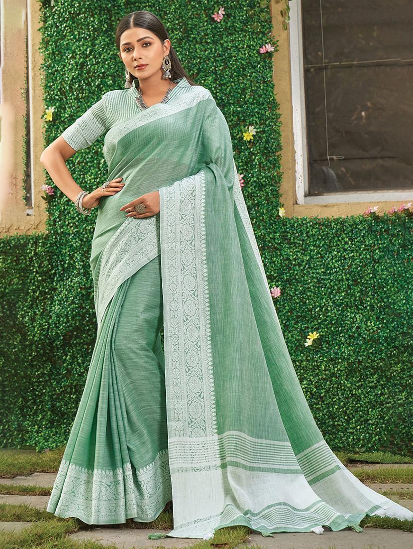 women solid with bordered saree with blouse - 22018557 -  Zoom Image - 0