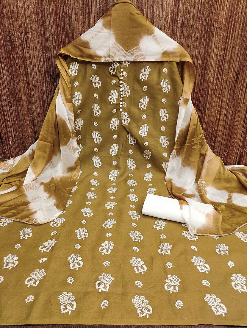 women solid with work embroidered unstitched suit set - 22018694 -  Standard Image - 1