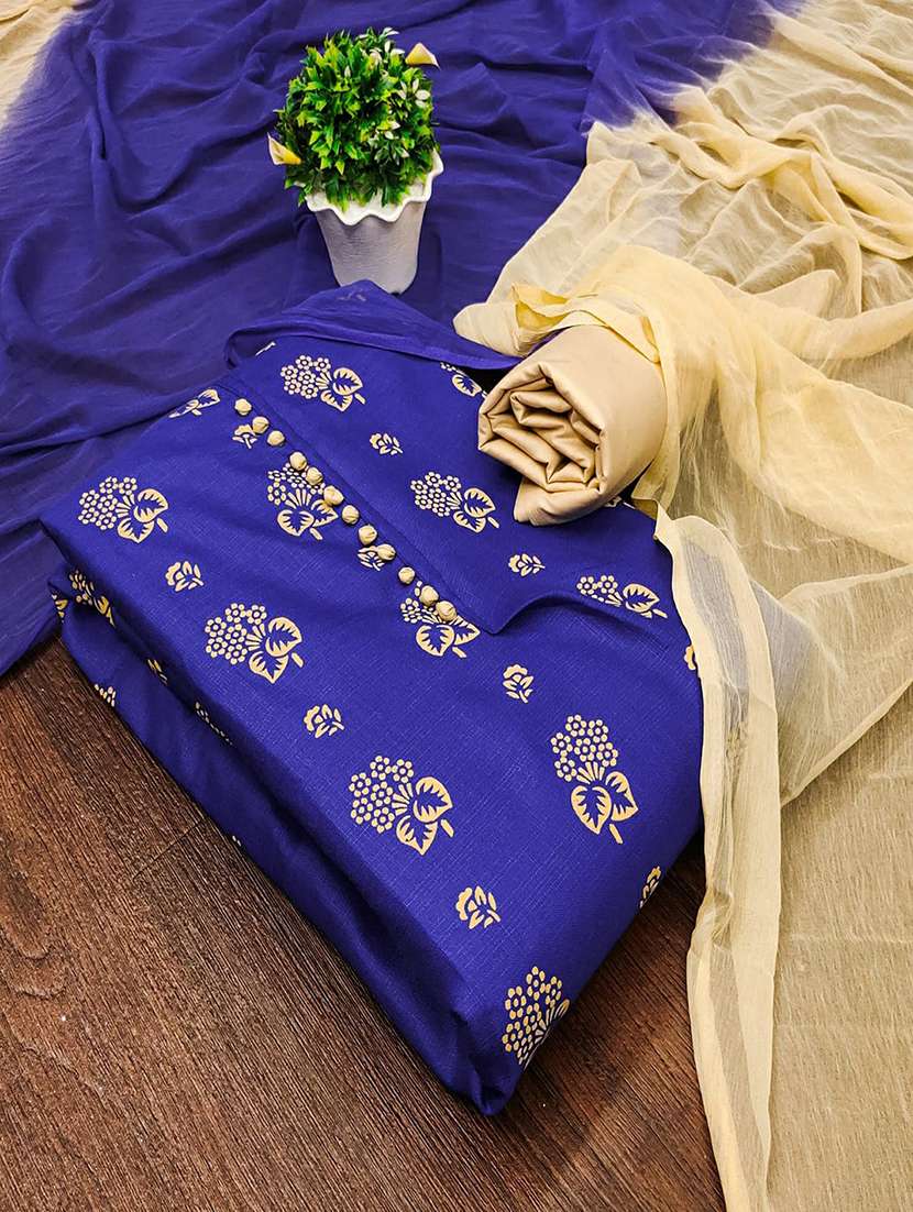 women solid with work embroidered unstitched suit set