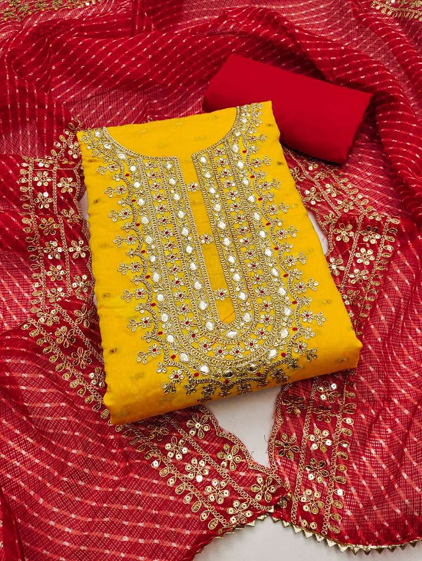 women self design embroidered unstitched suit set