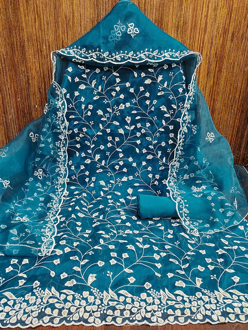 women solid with work embroidered unstitched suit set - 22018726 -  Standard Image - 1