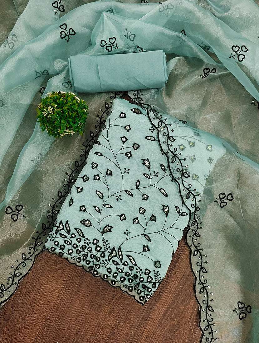 women solid with work embroidered unstitched suit set - 22018730 -  Standard Image - 1