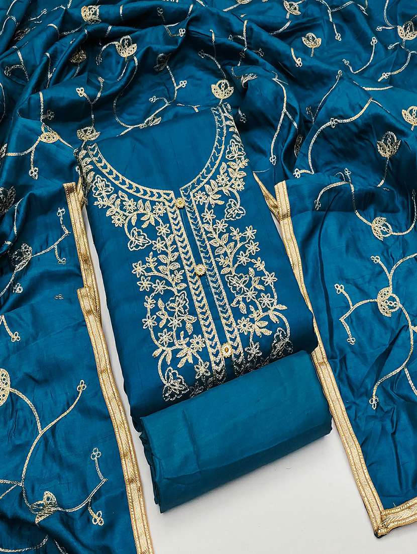 women solid with work embroidered unstitched suit set - 22018732 -  Standard Image - 1