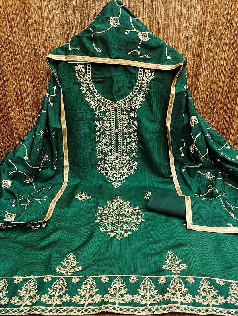 women solid with work embroidered unstitched suit set - 22018733 -  Standard Image - 1