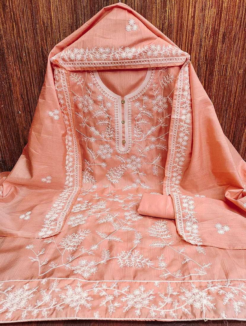 women solid with work embroidered unstitched suit set - 22018736 -  Standard Image - 1