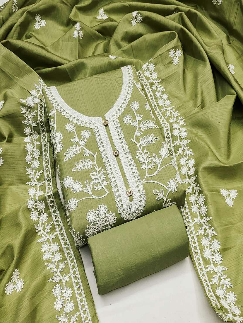 women solid with work embroidered unstitched suit set - 22018738 -  Standard Image - 1