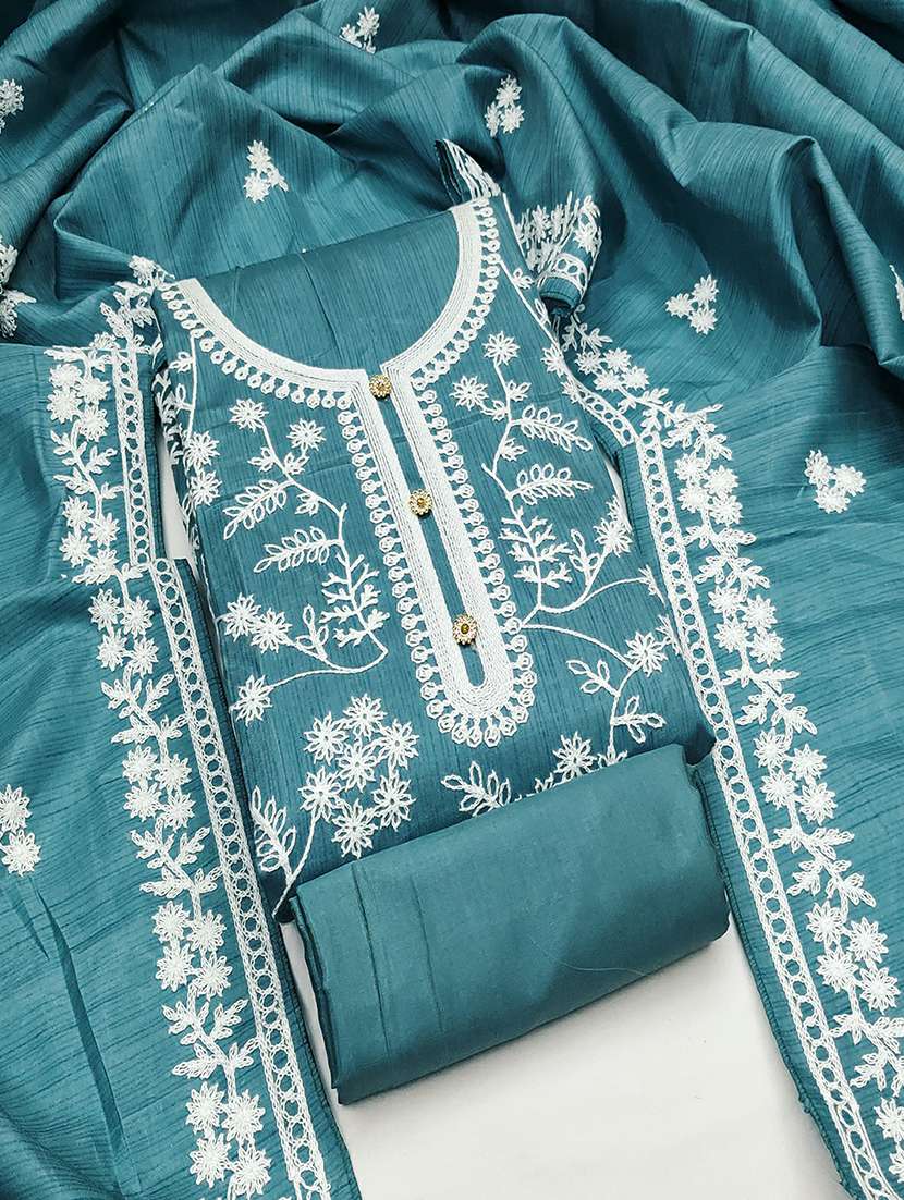 women solid with work embroidered unstitched suit set - 22018739 -  Standard Image - 1