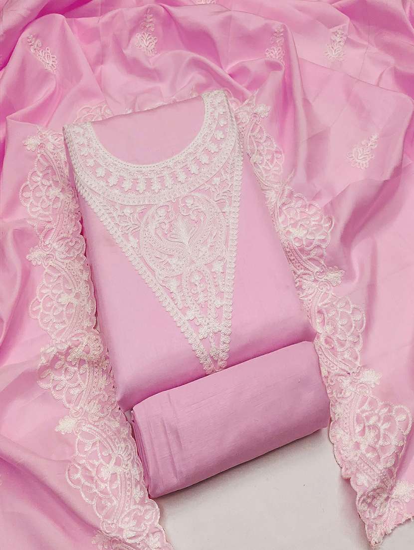 women solid with work embroidered unstitched suit set - 22018742 -  Standard Image - 1