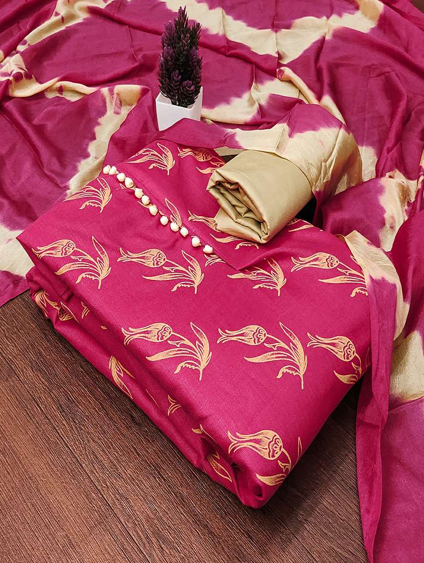 women solid with work embroidered unstitched suit set